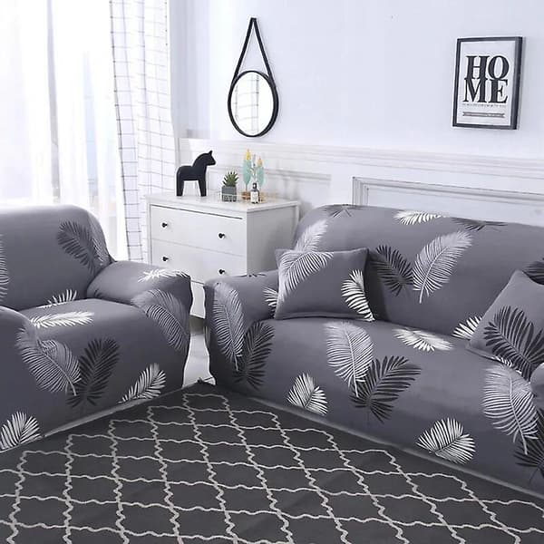 2-seters trykt elastisk sofaovertrekk