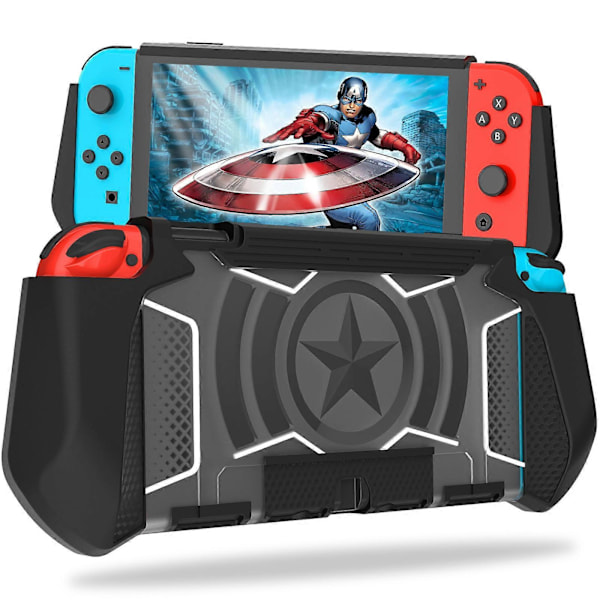 Passar Nintendo Switch OLED skyddande fodral, ultratunt avtagbart 2021 spelkonsolfodral - Svart