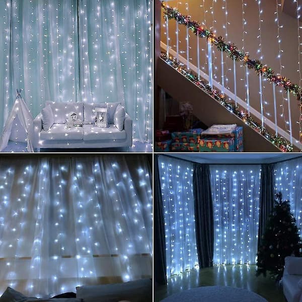 300 LED gardinlys, USB-drevet lyskæde med 8 tilstande