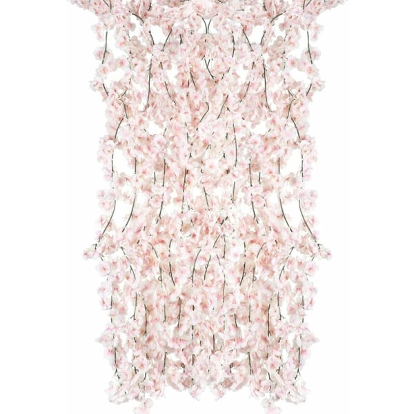 Kunstige silkeblomster Kirsebærblomster-guirlande hængende vinstokke til bryllup hjemmehave dekoration 4 stk (pink)