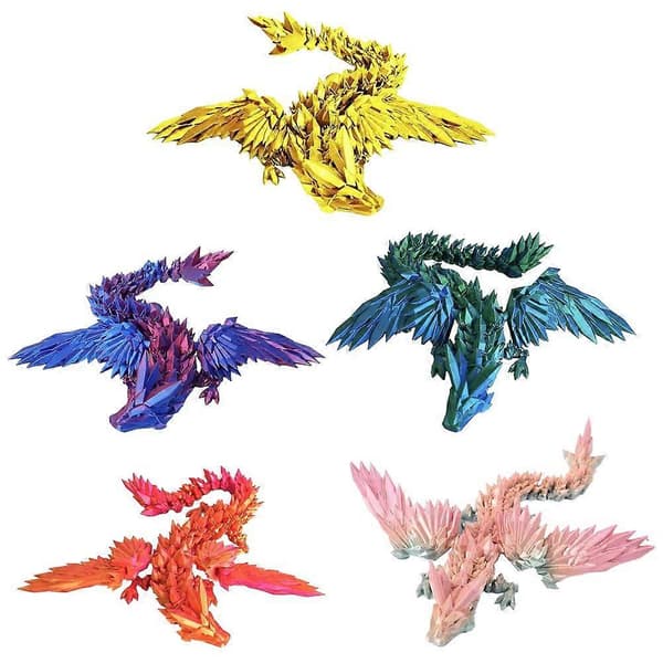 3D-printet flyvende drage - artikulerte vinger, 22 cm, utstilling Red