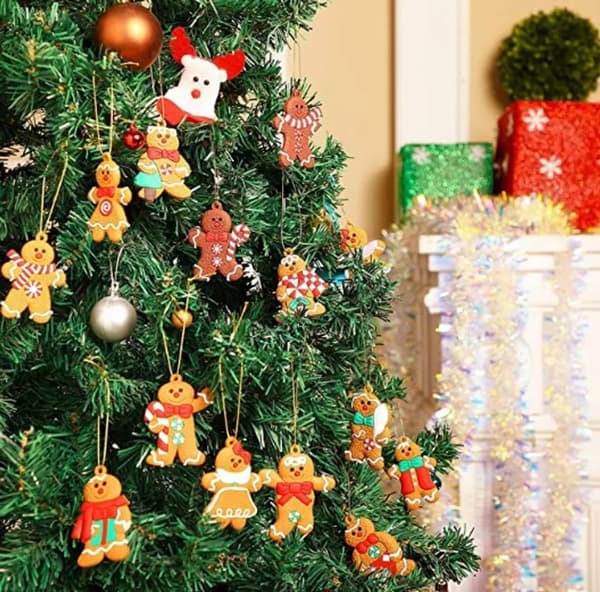 24-pack Pepparkaksgubbe Julgransprydnader, Hängande Träddekorationer för Jul