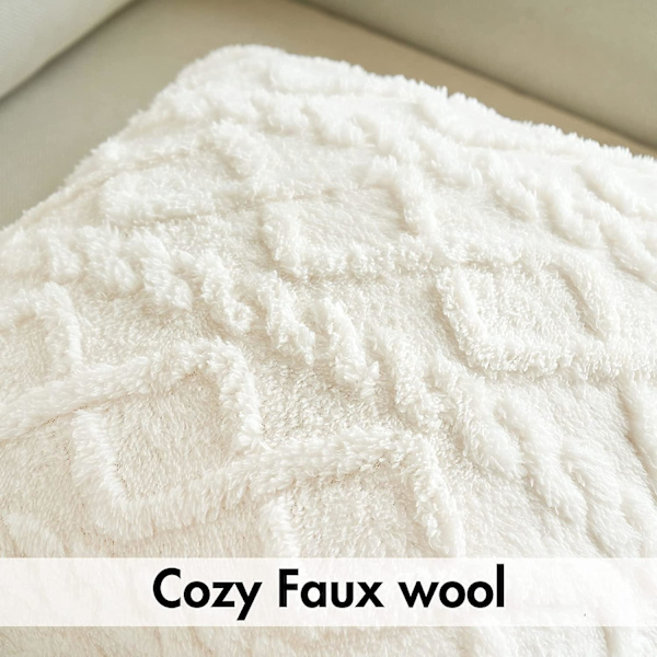 2-pack Dekorativa Kuddfodral i Faux Ull Mjuk Plysch Fuzzy Kort Fleece Kvadratmönstrade Kuddfodral Solida Kuddfodral Soffa För Säng Soffa L
