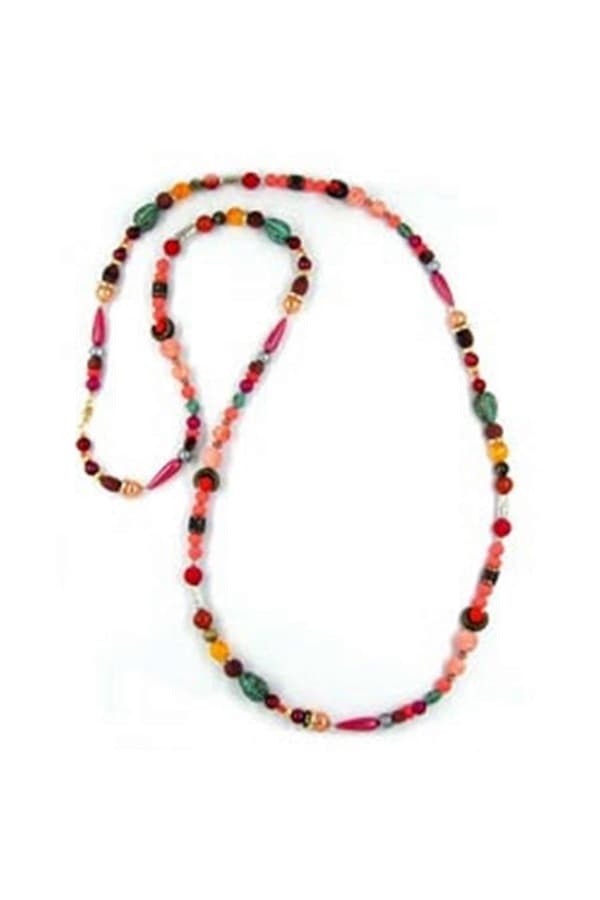 Halsband Pärlor Röd-gul-brun 120cm - Gl04217