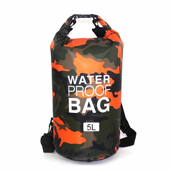 Vattentät ryggsäck, kanot, kajak, utomhus, vattentät packpåse med axelremmar, orange, 5L