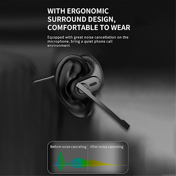 Trucker Bluetooth-headset trådlösa hörlurar med avtagbar bommikrofon mute-knapp öppna öron Bluetooth-hörlurar（svart）