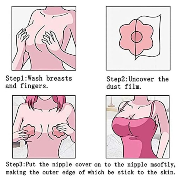Kvinnors bröstvårtor Återanvändbar självhäftande silikon 4 par