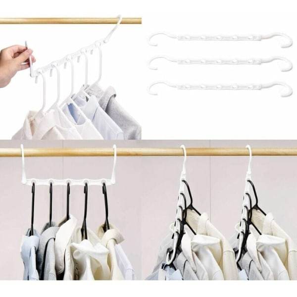 10stk Magic Hangers Plassbesparende Organizer Hangers Klesoppbevaring i skap Hvit 38 cm lang (hvit??)