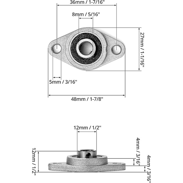 Dww-6stk KFL08 Flange kuglelejer, 8mm leje, zinklegering, til 3D-printer