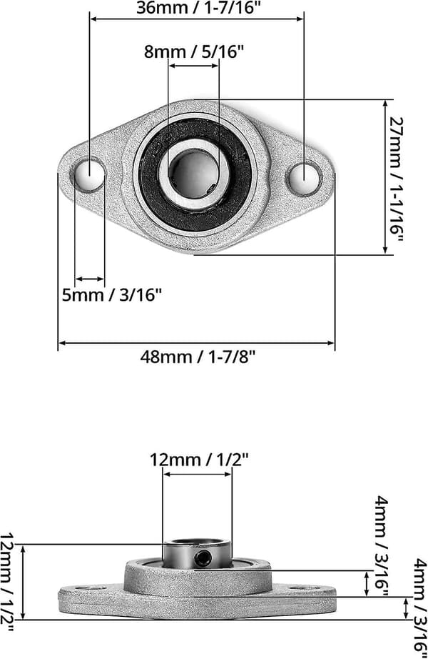 Dww-6stk KFL08 flens kulelager, 8mm lagerlager, sinklegering, for 3D-skriver