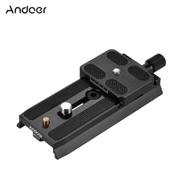 Andoer QRC-01 Quick Release Plate QR Plate Aluminiumlegering med 1/4" och 3/8" skruvar kompatibel med Manfrotto 501HDV/701HDV/503HDV/577/519/561/Q5