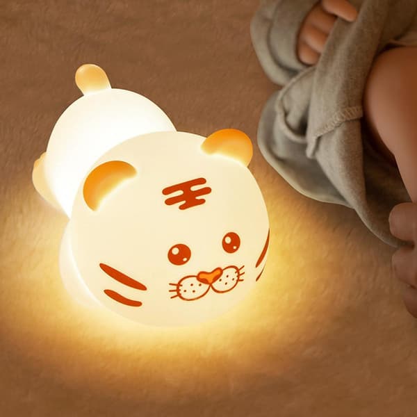 Tigerlampe, silikone farveskiftende tiger skrivebordsnatlampe