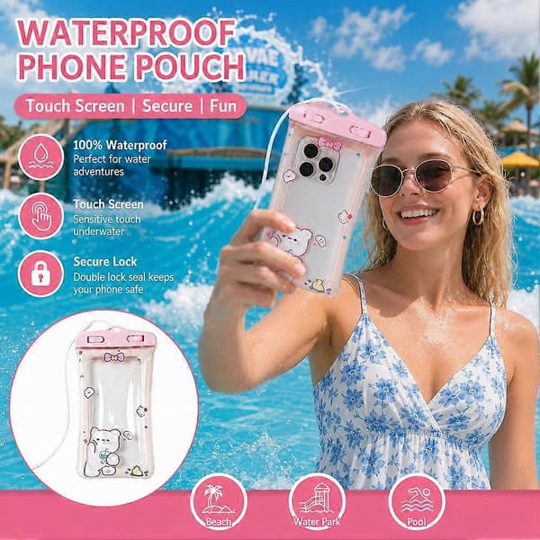 Vattentätt telefonfodral - Remlös torr väska för simning och strand Blue