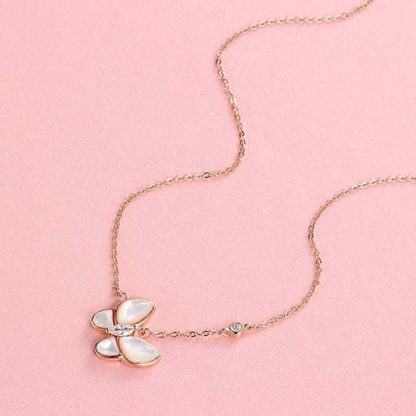 Dam Mode Hänge Choker Halsband För Kvinnor Street Ornament Statement 925 Silver Smycken Jubileumspresent, 1st-roséguldfärgad