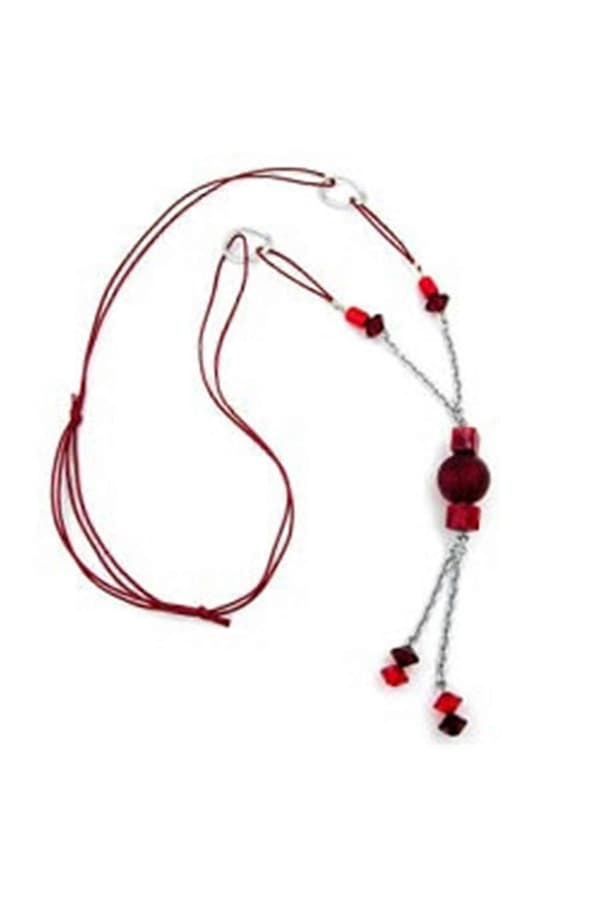 Halsband Röda Pärlor 90cm - Gl02782