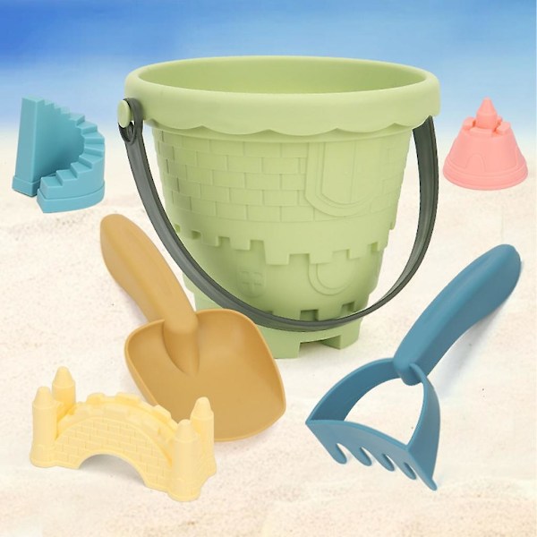 Kreativt barnsandslottformleksak DIY sommarstrandverktyg utomhusleksak (grönt slott)