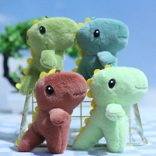 10cm sød plys lille dinosaur nøglering plys dukke anime kawaii legetøj taskevedhæng（Mørkegrøn）