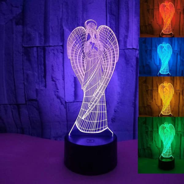 3D Englevings Nattlys Lampe Illusjon Nattlys