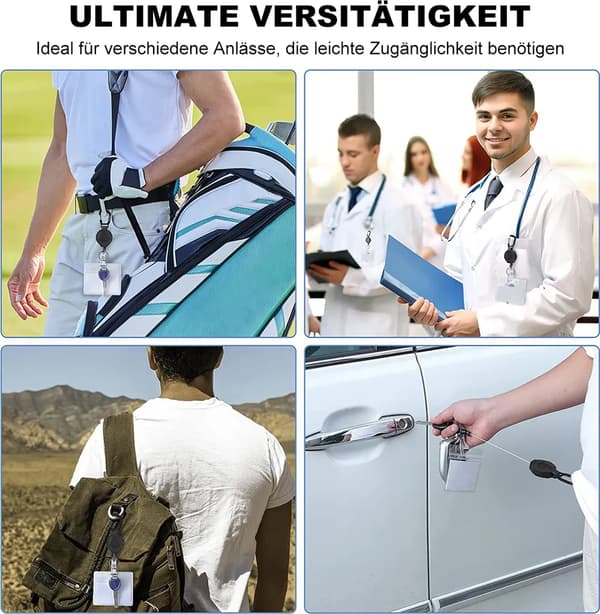 2-pack Retractable Keychain, Säkerhetsnyckelring i Ståltråd med 31\" Retractable Stålsnöre, 8oz