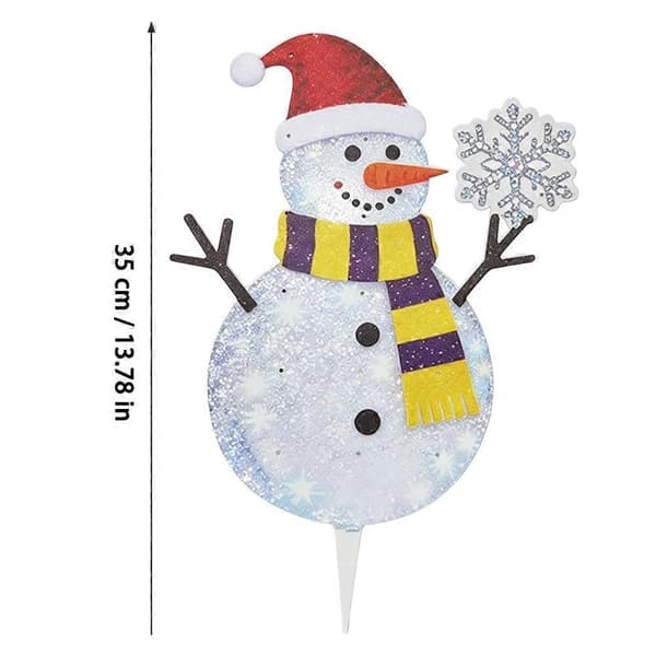 Belyst julmarkspåle i järn, upplyst trädgårdsdekoration, enkel montering Snowman
