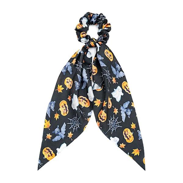 Halloween Jul Scrunchies Scarf Med Band Slips Pumpkin Print Hårband (6)