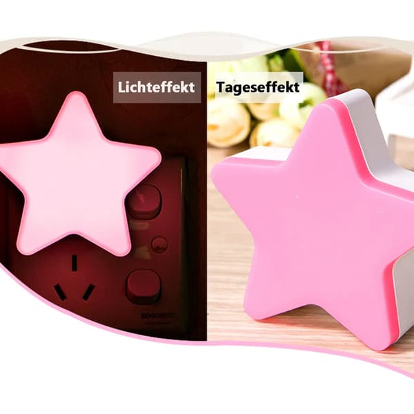 Natlys LED stjernenatlys, lyssensitiv, til stikkontakter, stjerner, stjerneform, 4-pak