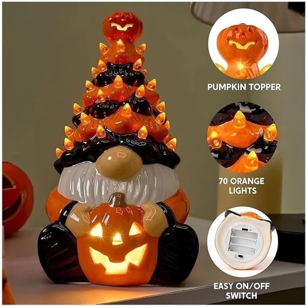 Resin Lysende Halloween-dekorasjon - WINLLINEE - Oransje - 13 x 11 x 22 cm - 1/2 stk