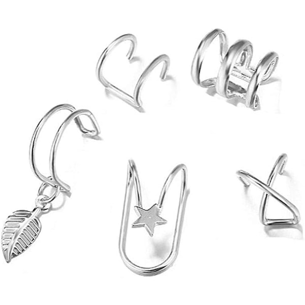 5 Delars Söta Öronmanschetter för Kvinnor, för Icke-piercade Öron, Manschett för Flickor, Öronklämma, Minimalistiska Örhängen, Brosk Öronmanschett, Enkelt Mode, Unika Smycken