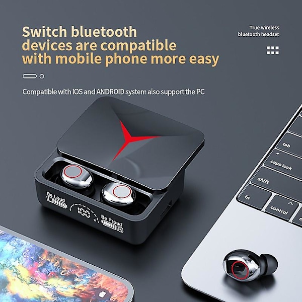 Tws Wilreless Bluetooth5.2 Hörlurar Vattentäta Sport Headset Brusreducerande Hörlurar Touch Control Bluetooth Hörlurar Med Led Laddningsfodral A