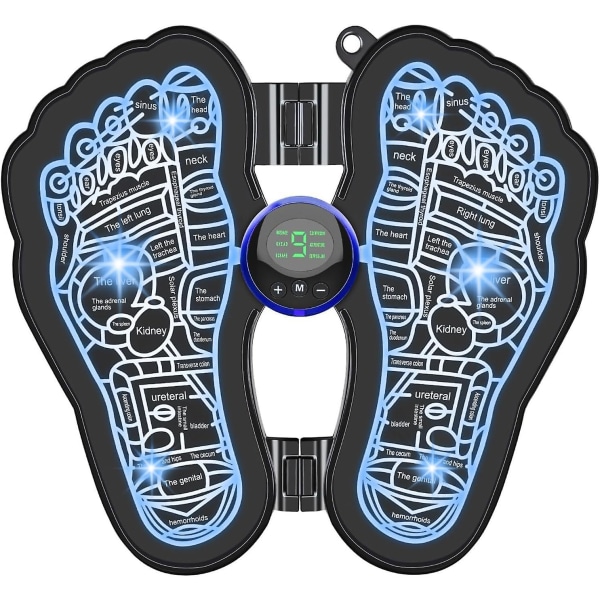 Fotmassager, elektronisk fotmassager hopfällbar bärbar elektronisk muskelstimuleringsmassager, fotmassager med USB uppladdningsbar