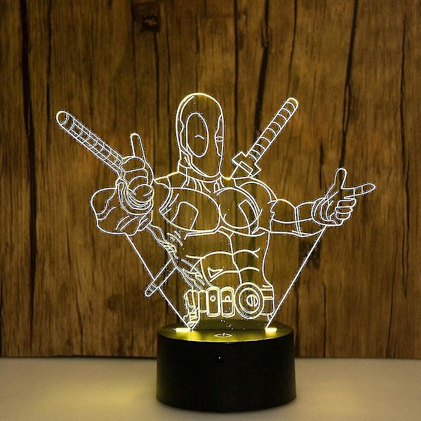 Deadpool 3d LED natlampe til børneværelset