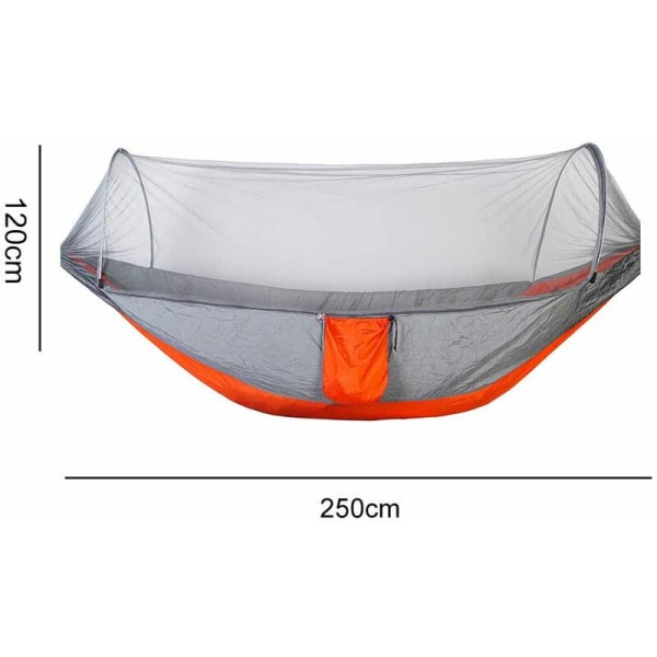 Camping hængekøje lavet af nylon stof, enkelt og dobbelt, med automatisk åbning, automatisk hastighed til camping - grå