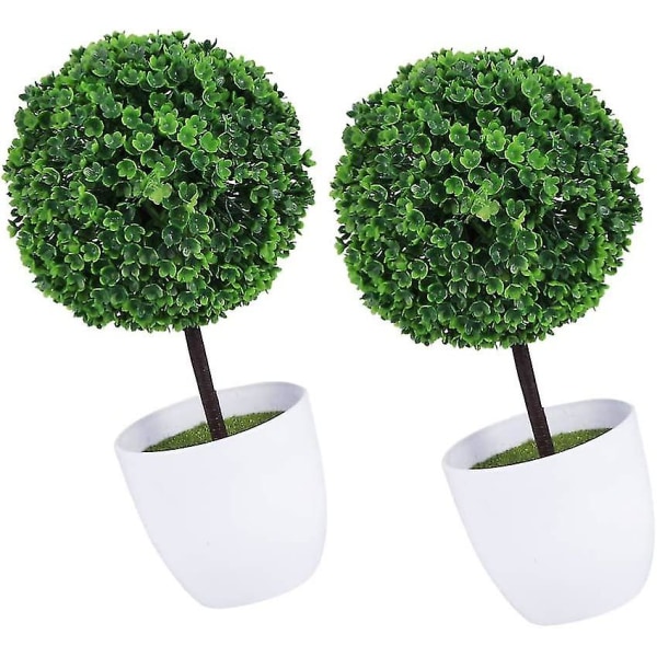 2 st konstgjord topiary boll falsk grön växt bollar simulerad krukväxt bonsai växt dekorativ växt för trädgård gård hem balkong