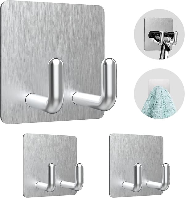 4 st självhäftande väggkrokar (tunga), silver 4,5*4,5 cm