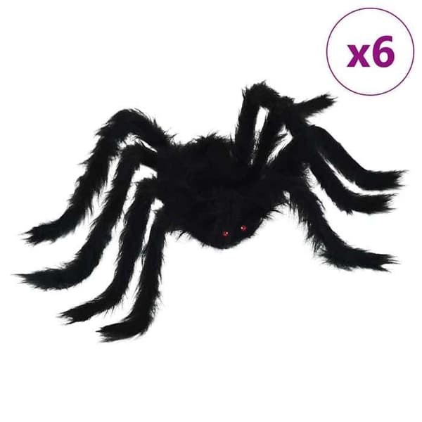 Halloween-dekoration - vidaXL - Edderkop - Sort - 75 cm - Pakke med 6