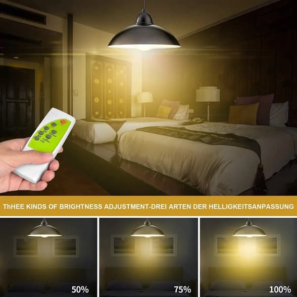 LED-solcellelys, utendørs solcellelys - solhengende lys - IP65 vanntett fjernkontroll - 5 m kabel - 180° justerbart solcellepanel (varm hvit)