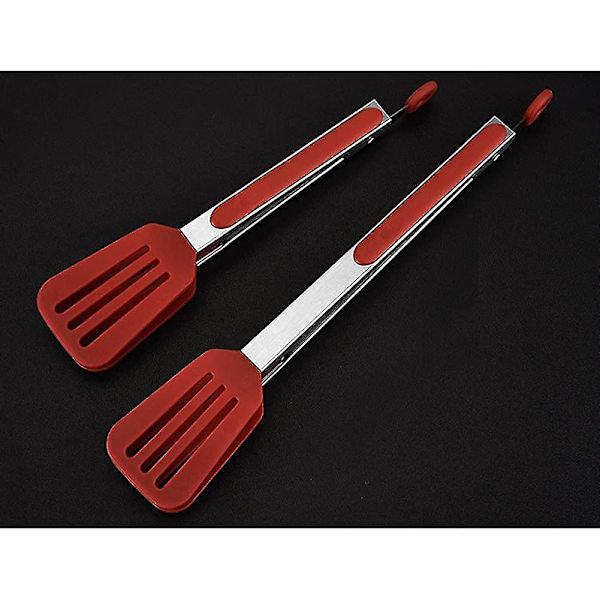 Grilltång i Rött, 27 x 5 cm, för Matlagning, Stekning, Grillning, i Silikon och Rostfritt Stål