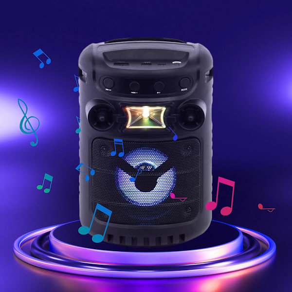 Bluetooth-högtalare, bärbar utomhusstereo med färgade löpande lampor（Fri storlek，Svart）