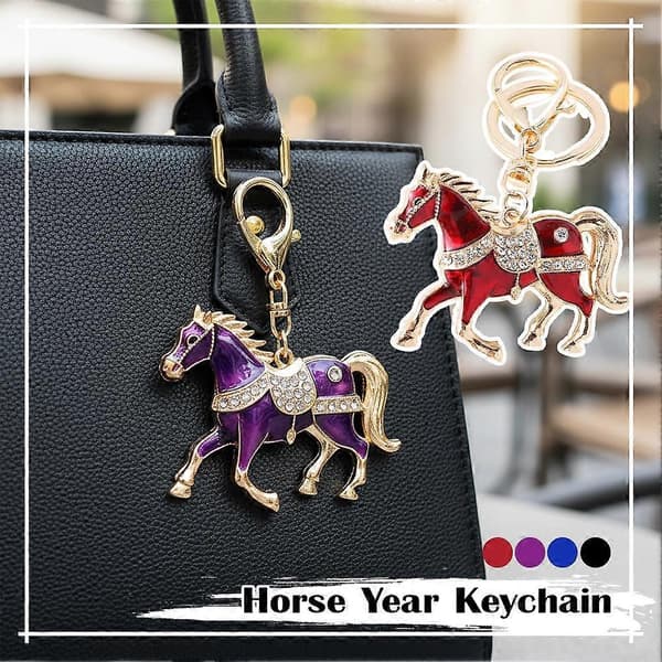 2026 Heste-nøglering Pony Håndtaske-vedhæng Bilnøgle Års-souvenirgave Red