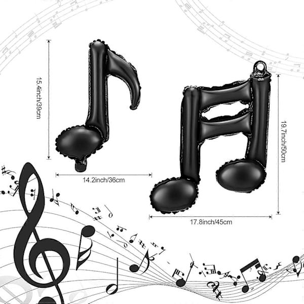 10 stycken musikaliska aluminiumfolie ballonger gitarr ballong musik fest dekorationer berömda musiknot armband musik tema fest dekorationer musik