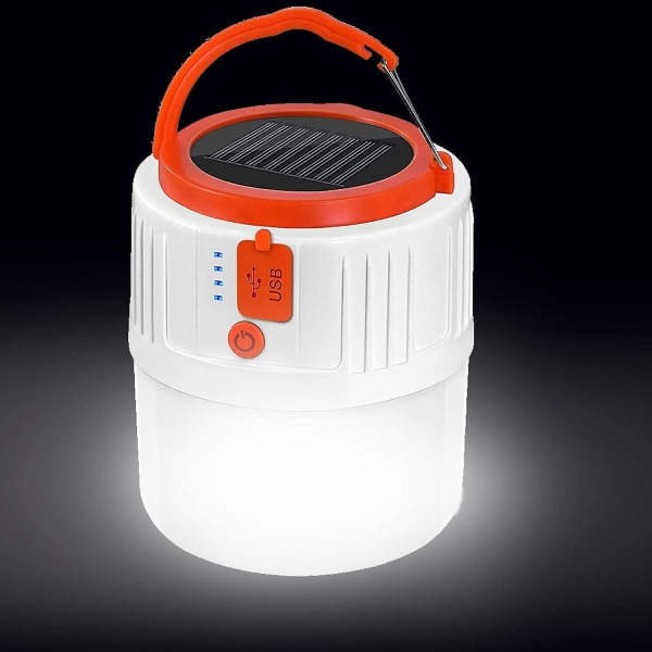 Uppladdningsbart USB ljus - Bärbar LED Solar Camping Light Safety Ficklampa Vattentät söklampa Lämplig för vandring, fiske, mörkläggning (vit)