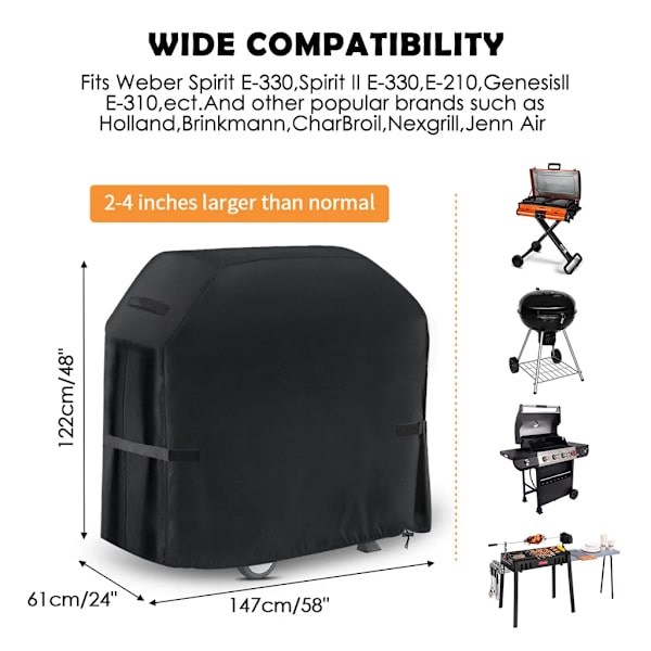 BBQ Grill Skyddande Överdrag BBQ Grill Gas Väderbeständigt Överdrag Skyddande Överdrag Vattentät Duk Utomhusgrill (147x61x122cm)