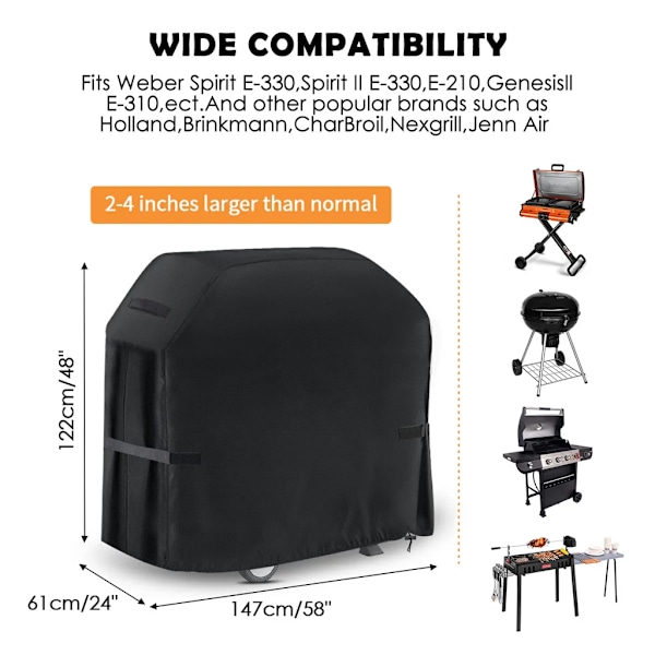 BBQ-grillin suojapeite BBQ-kaasugrillin säänkestävä suojapeite Suojapeite Vedenpitävä kangas Ulkogrilli (147x61x122cm)