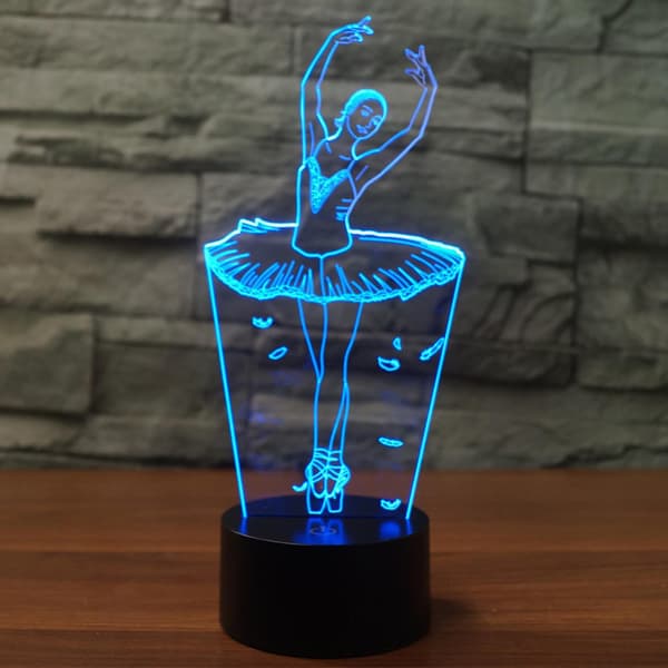 Led nattljus balett dans 3d optisk lampa sängbord lampor sovrum