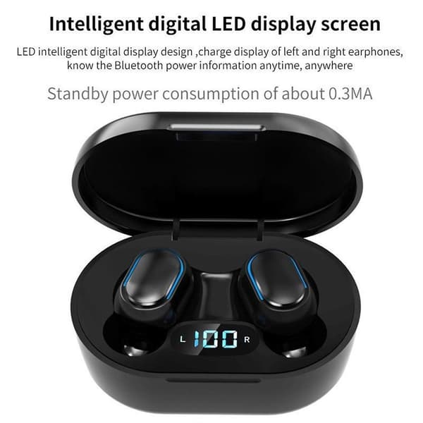 Bluetooth 5.0 Headset Trådlösa Dubbla Hörlurar Stereo Öronproppar Öronproppar