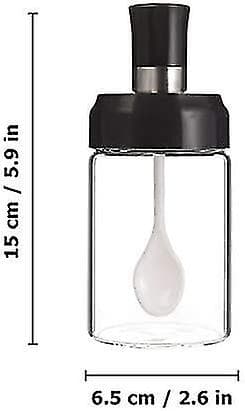 Kryddbehållare 3-pack Glas Kryddburkar Transparent Behållare Förseglad Låda Lock Med Borste Sked Honungspåse Kökflaskor
