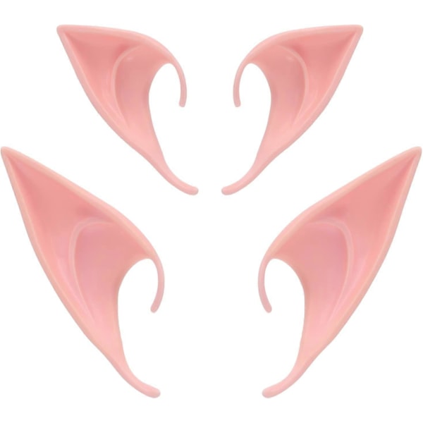 2 Par Halloween Latex Alvöron Cosplaymasker Fairy Goblin Öron, Mörk Färg Mörk Färg -