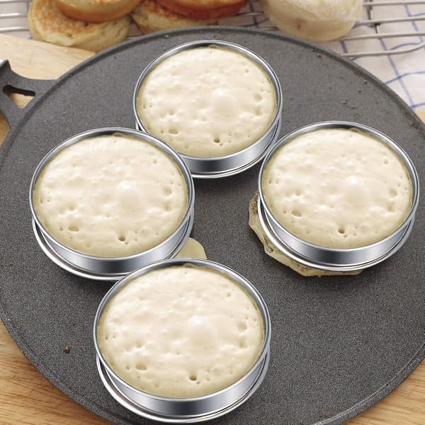 4,1 tommers dobbel tertering i rustfritt stål, rund form for baking - sett med 8