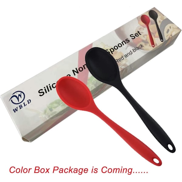 Silikon Spatlar Set 2, Hygienisk Design Matlagning Bakning Spatlar Set för Matlagning Rörning, Blanding och Servering, Röd och Svart med Färgbox