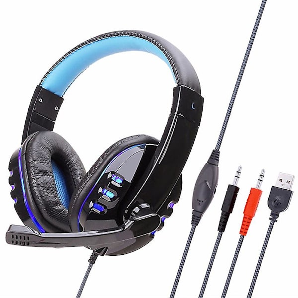 Illuminate støjreducerende gaming headset hovedtelefoner headset øretelefoner hovedbøjle med mikrofon stereo bas